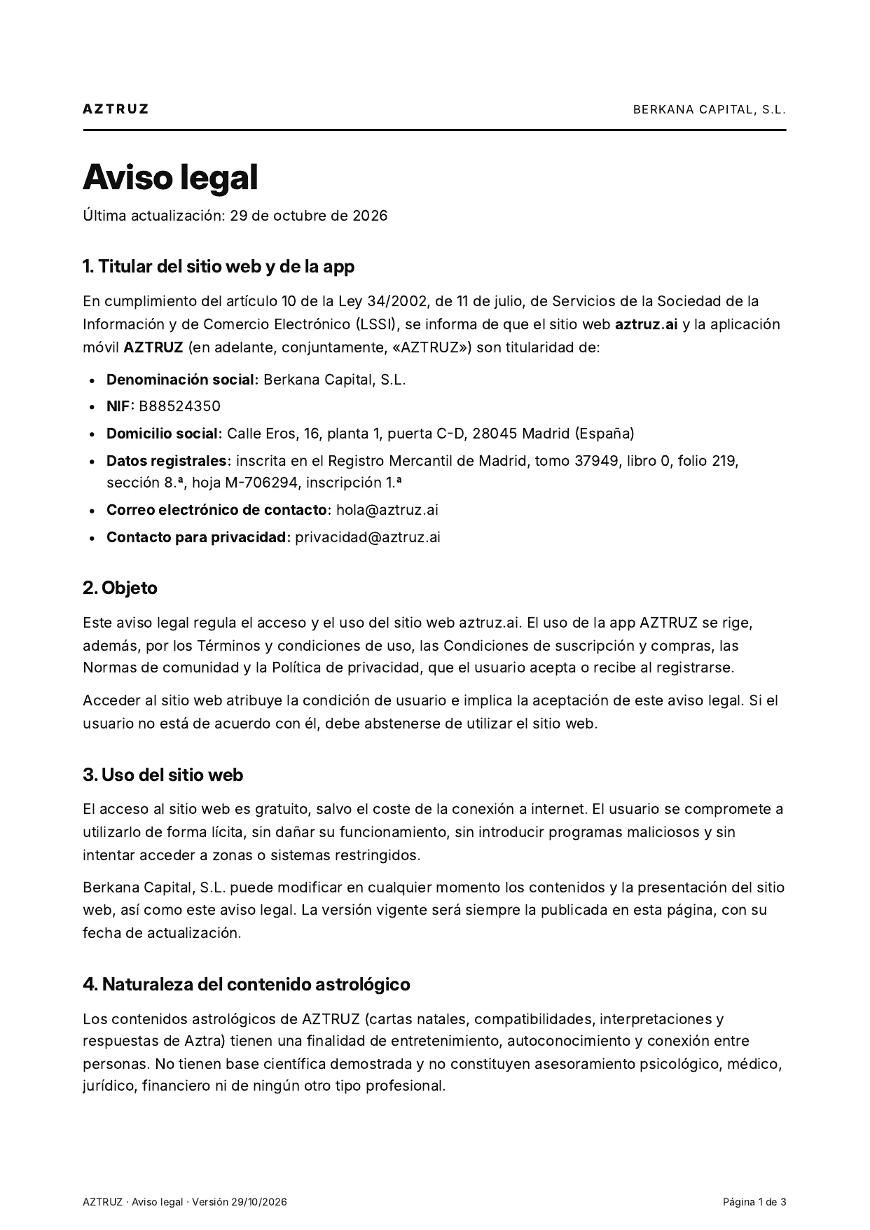 Aviso legal, página 1 de 3