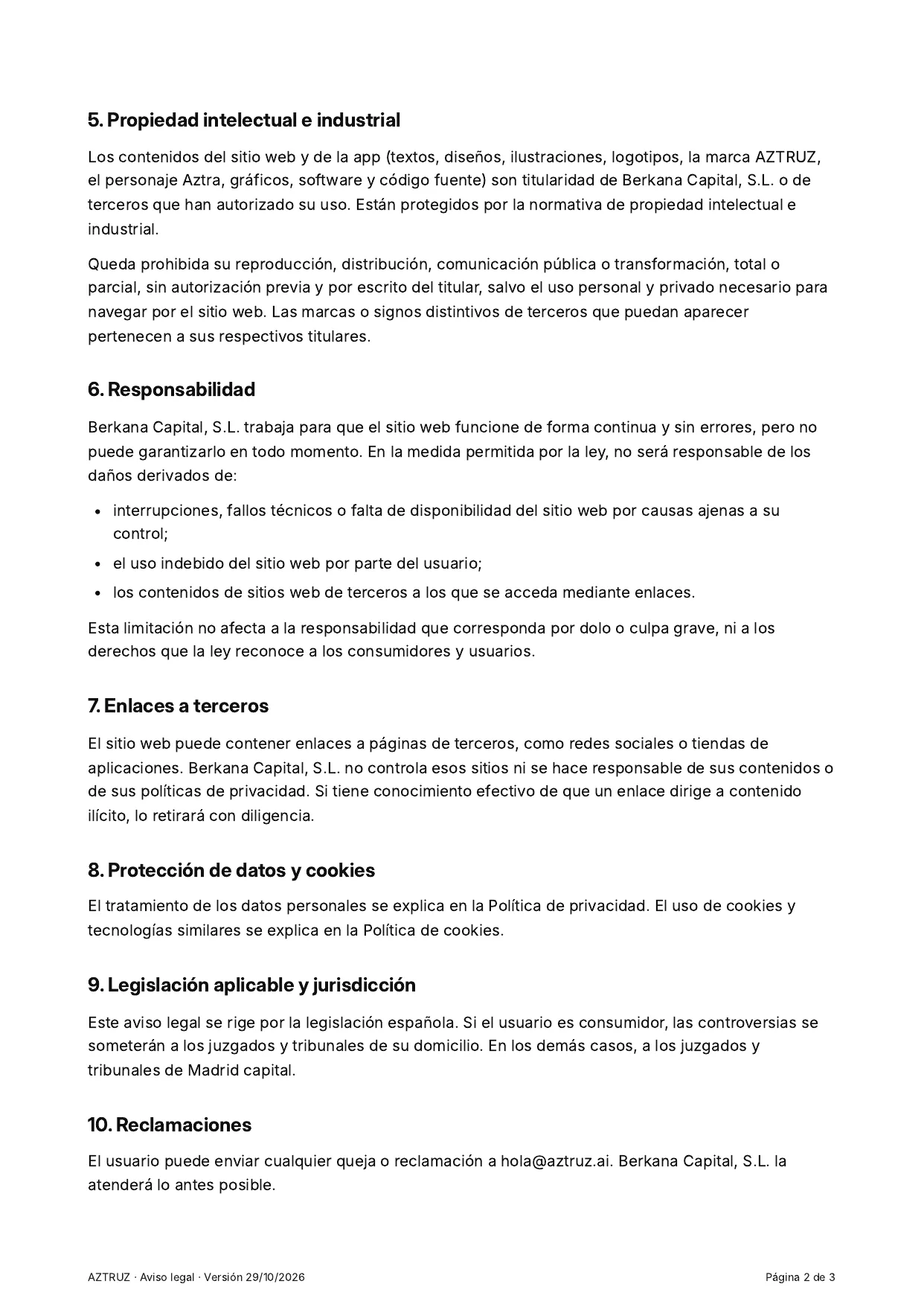 Aviso legal, página 2 de 3